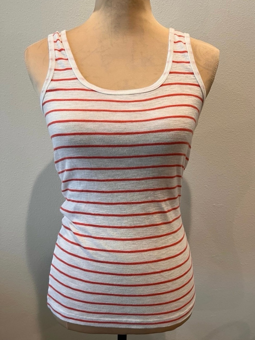 3/$11 French Connection White & Orange Striped Women's Tank Top